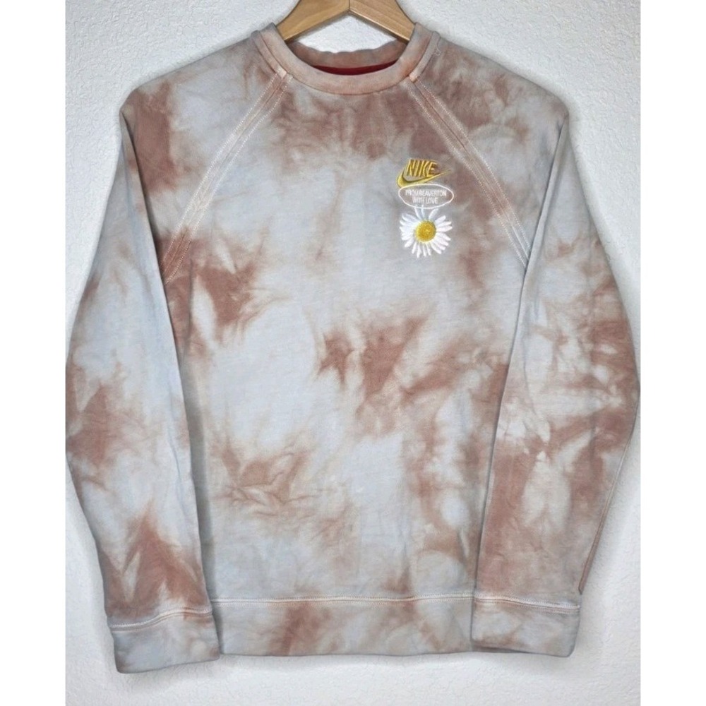 Nike From Beaverton W/ Love Orange Tie Dye Crew Sweatshirt YXL/WXS Pullover Boho